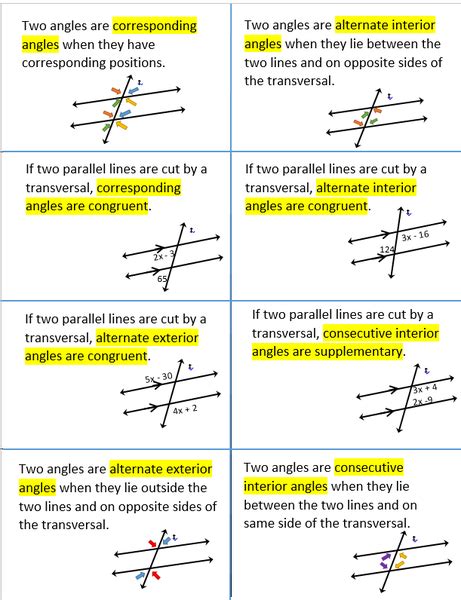 Quiz 3 1 parallel lines transversals and special angle pairs - Angle Tasks 1: Parallel Lines and Transversals Framework Cluster Reasoning About Equations and Angles Standard(s) 8.G.5 Use informal arguments to analyze angle relationships Recognize the relationships between interior and exterior angles of a triangle Recognize the relationships between the angles created when
